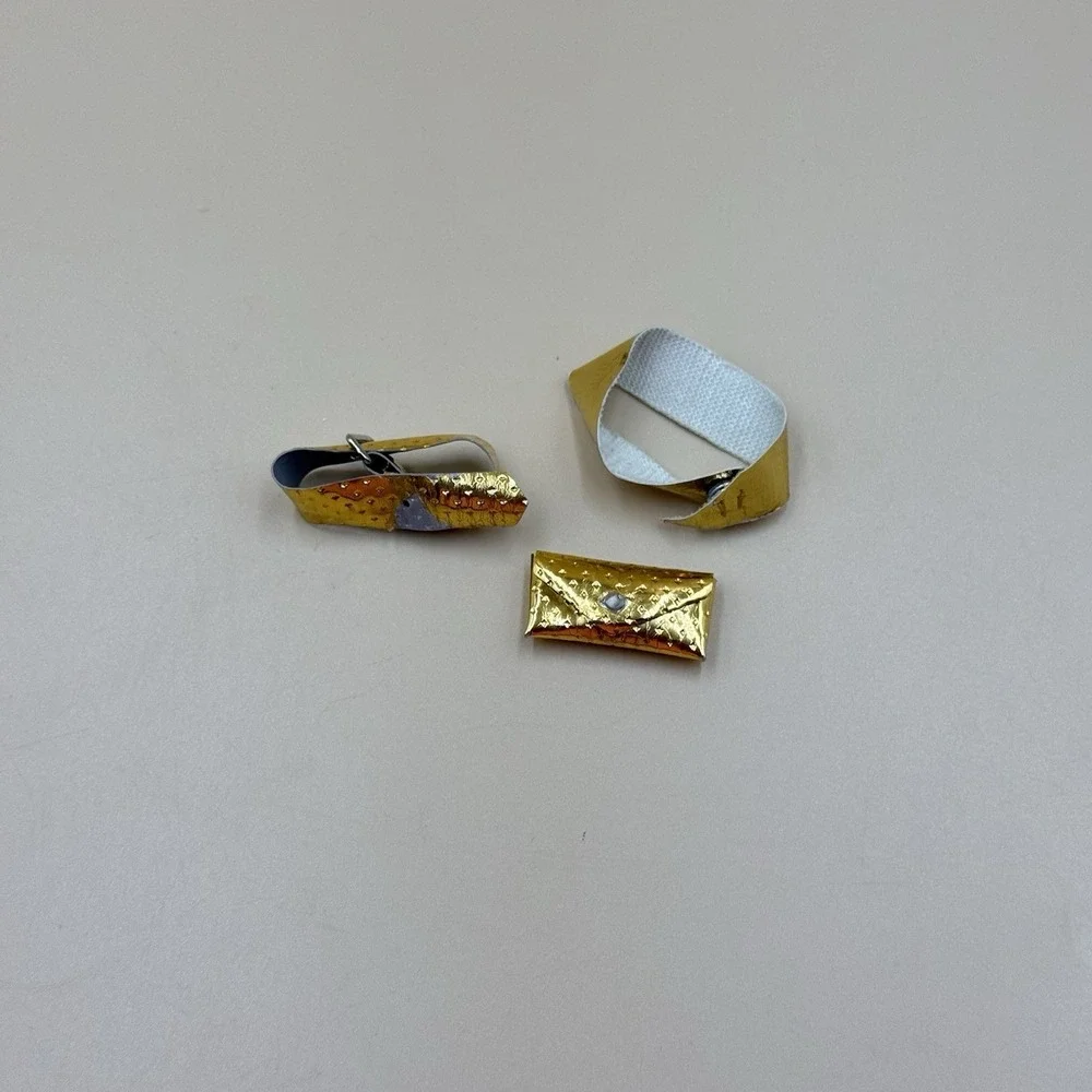 Vintage Barbie 1960s Gold Dimple Clutch Purse Belt Accessories Lot
